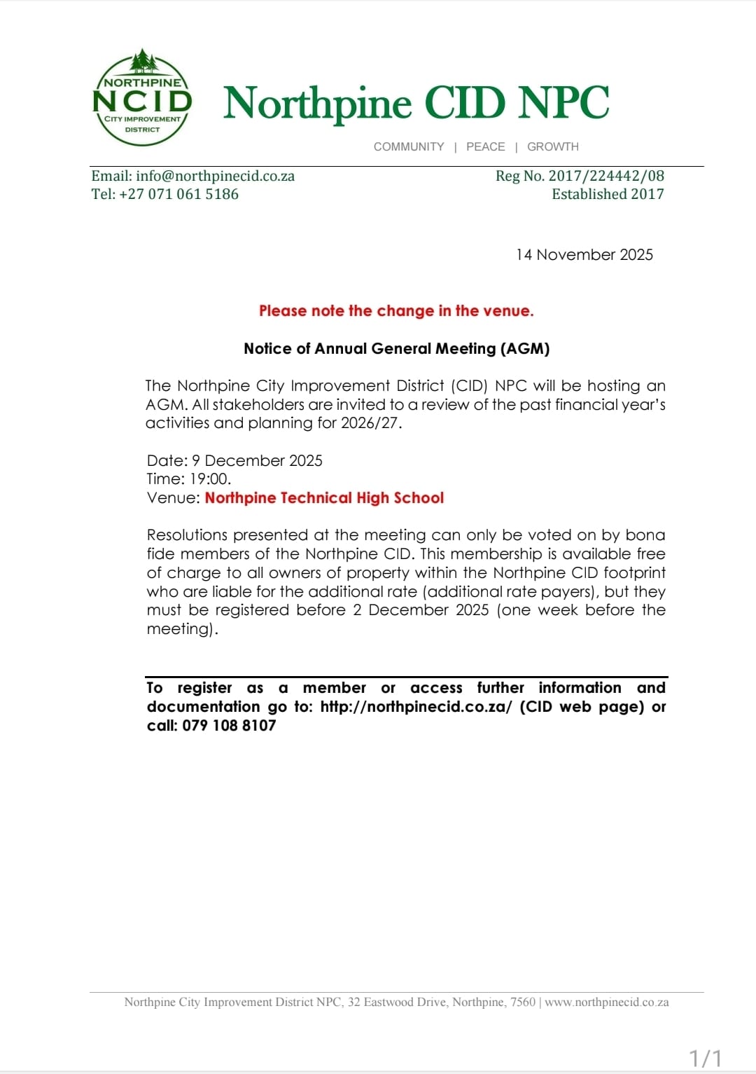 Notice of Annual meeting